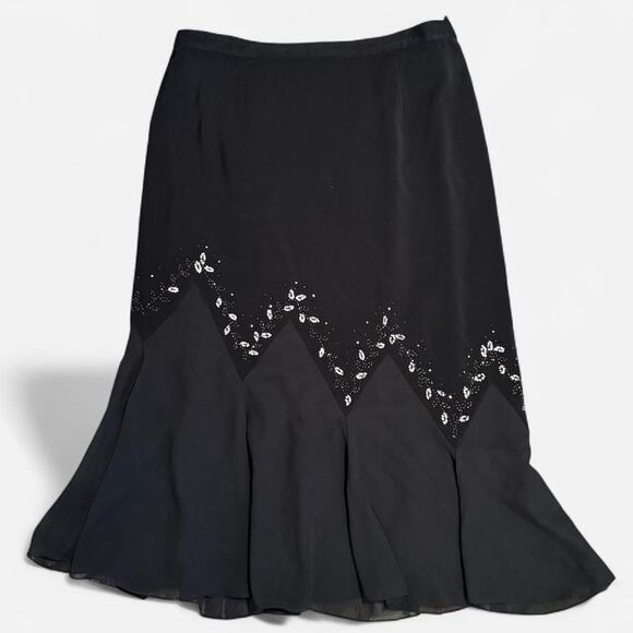 VTG Y2K Black & Purple Beaded Silver Sequin Asymmetrical Dark Fairy Maxi Skirt - Picture 6 of 8